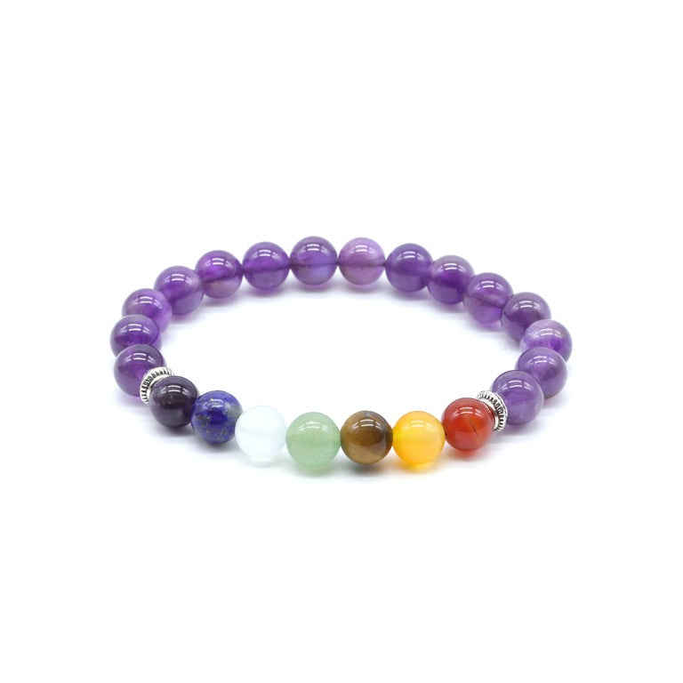 Bracelet Améthyste & 7 Chakras