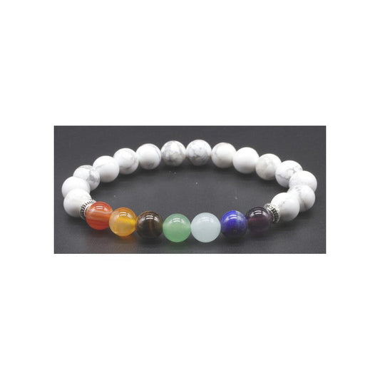 Bracelet Howlite Blanche & 7 Chakras