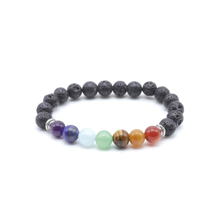 Bracelet Pierre de Lave & 7 Chakras