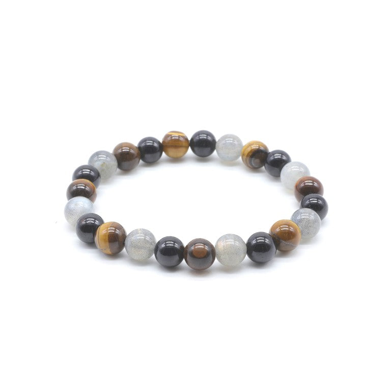 Bracelet Labradorite, Tourmaline Noire & Œil de Tigre