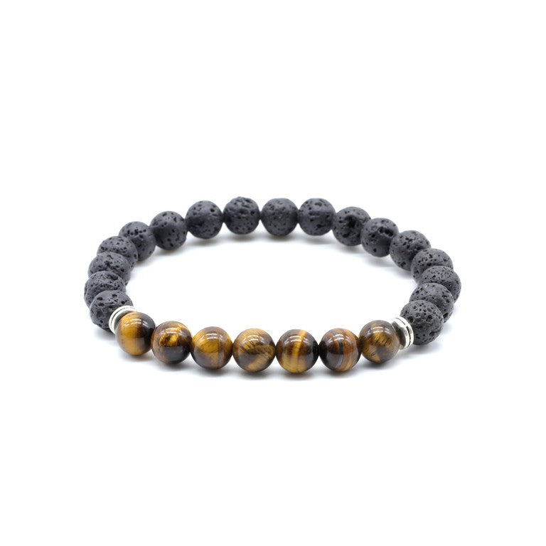 Bracelet Œil de Tigre et Pierre de Lave 2
