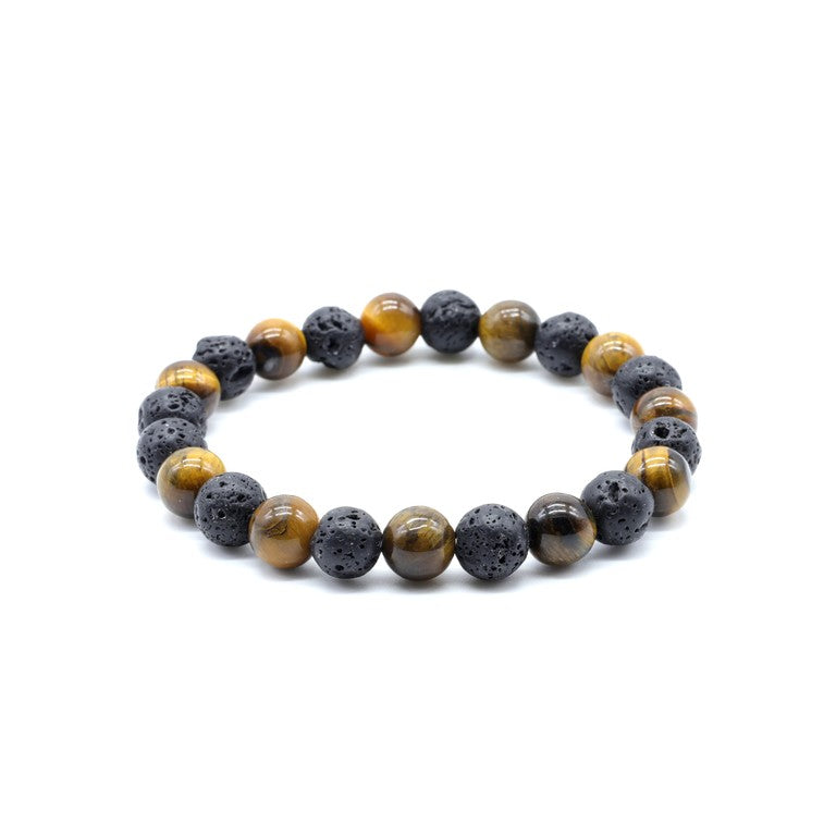 Bracelet Œil de Tigre et Pierre de Lave 1