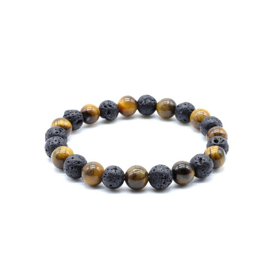 Bracelet Œil de Tigre et Pierre de Lave 1