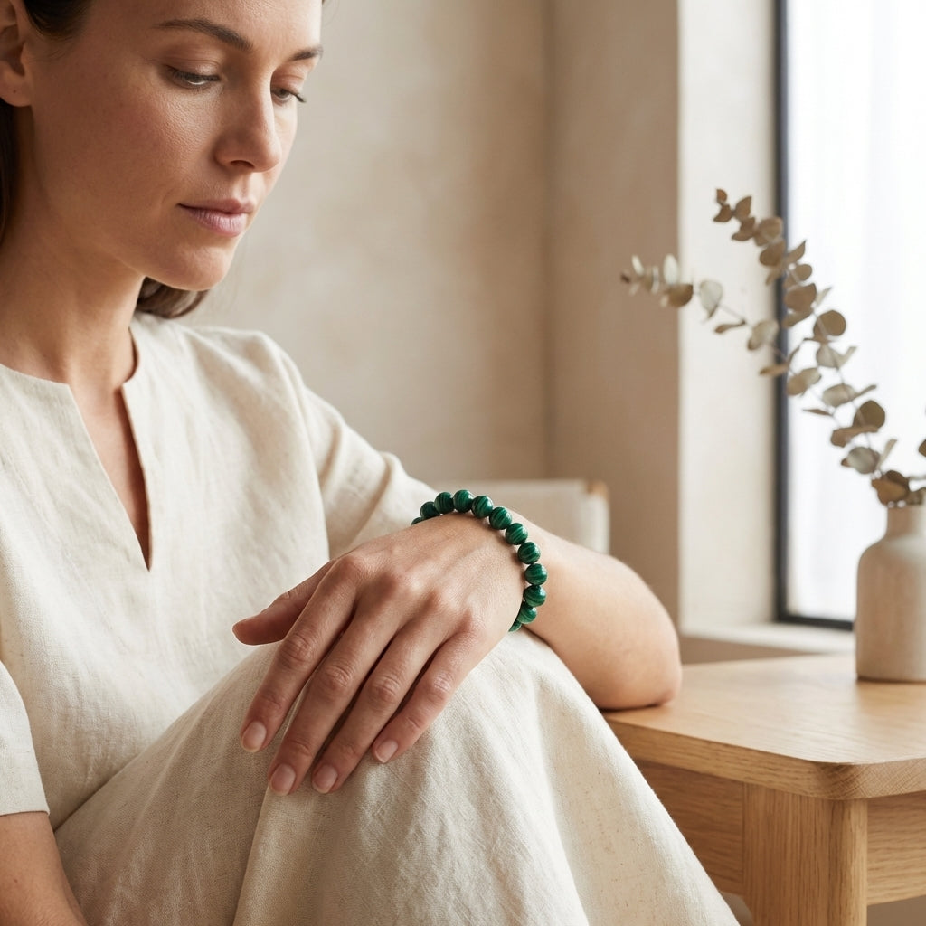 Bracelet Malachite 'AA' - Dark